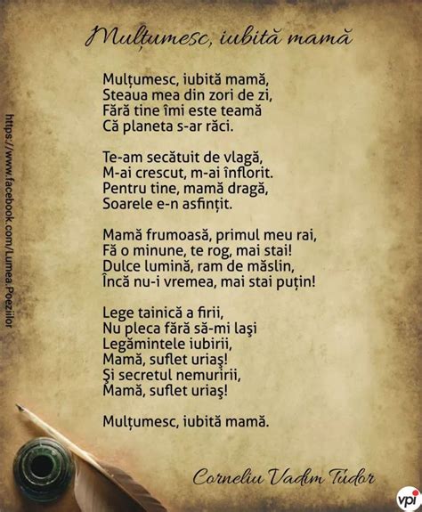 multumesc iubita mama versuri corneliu vadim tudor